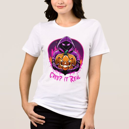 クリープ実在ホラーハロウィーンイラストレーション トライブレンドＴシャツ (正面)