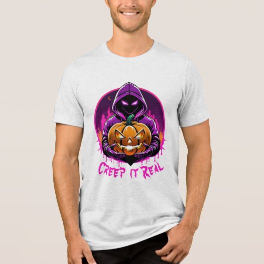 クリープ実在ホラーハロウィーンイラストレーション トライブレンドＴシャツ (正面)