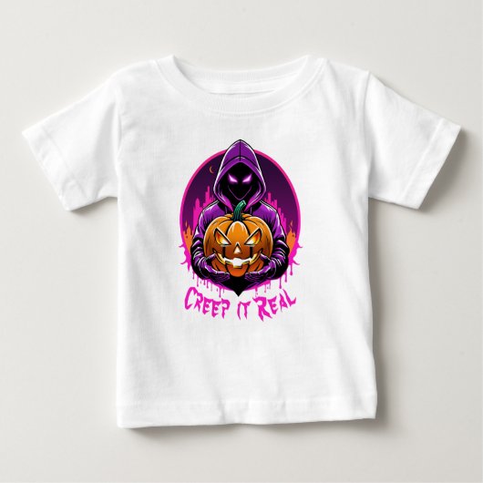 クリープ実在ホラーハロウィーンイラストレーション ベビーTシャツ (正面)