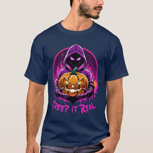 クリープ実在ホラーハロウィーンイラストレーション Tシャツ (正面)