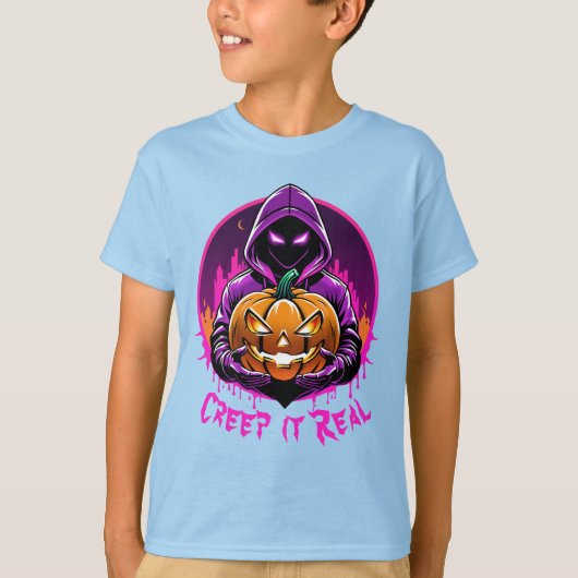 クリープ実在ホラーハロウィーンイラストレーション Tシャツ (正面)
