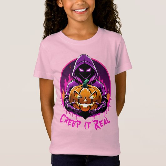 クリープ実在ホラーハロウィーンイラストレーション Tシャツ (正面)