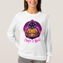 クリープ実在ホラーハロウィーンイラストレーション Tシャツ
