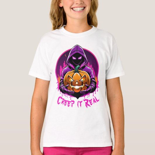 クリープ実在ホラーハロウィーンイラストレーション Tシャツ (正面)