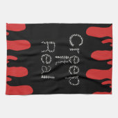 クリープ実在手描きフォント血ハロウィーン キッチンタオル (横)