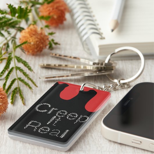 クリープ実在手描きフォント血ハロウィーン キーホルダー (正面右)