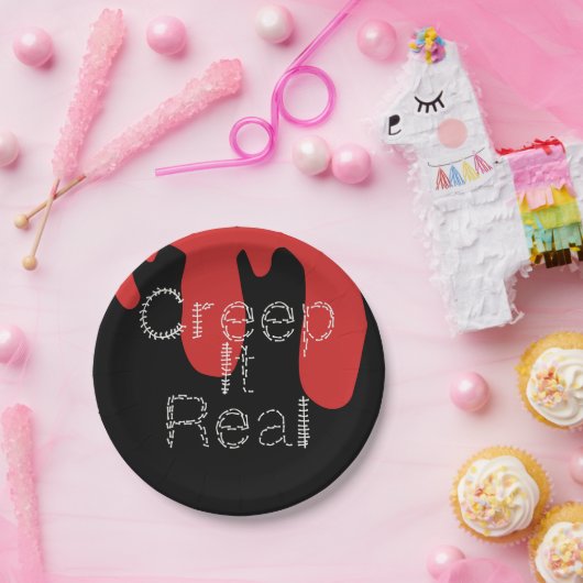 クリープ実在手描きフォント血ハロウィーン ペーパープレート (パーティー)