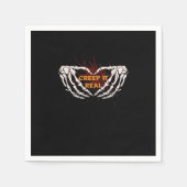 クリープ実在、スケルトンの手のハート表示 スタンダードカクテルナプキン (正面)