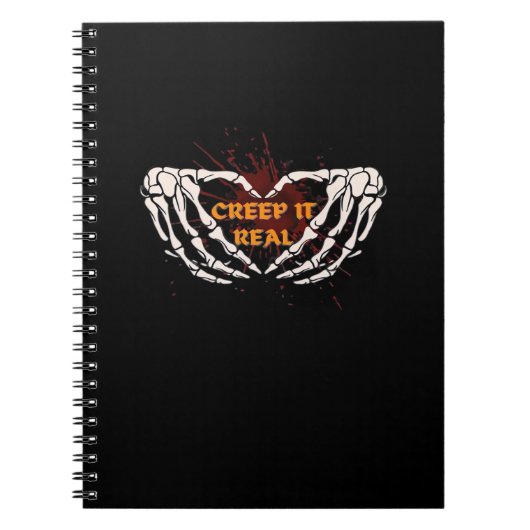 クリープ実在、スケルトンの手のハート表示 ノートブック (正面)