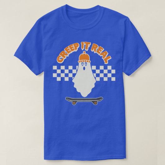 クリープ実在ITおもしろい幽霊スケーター少年スケートボードフー Tシャツ (デザイン正面)