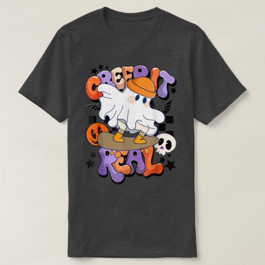クリープ実在it幽霊ボーイヴィンテージレトロハロウィーンFa Tシャツ (デザイン正面)