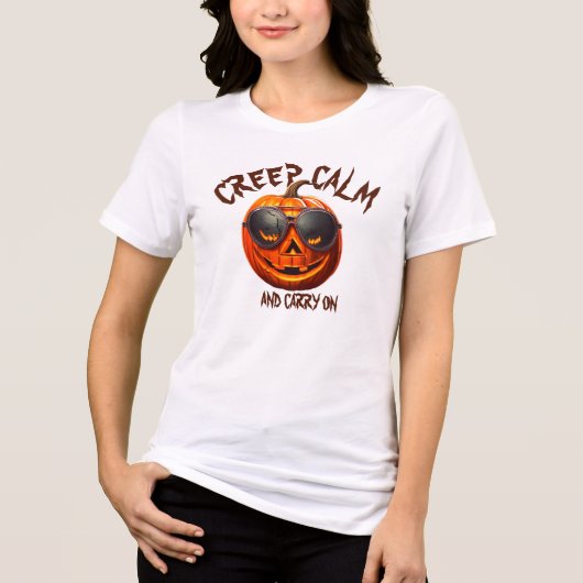 クリープ穏やかなハロウィーンカボチャのモンスターコスチューム トライブレンドTシャツ (正面)