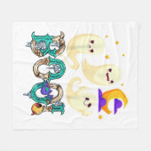 クリープitス実在ケートボーディング幽霊レトロハロウィーン フリースブランケット (正面(横))