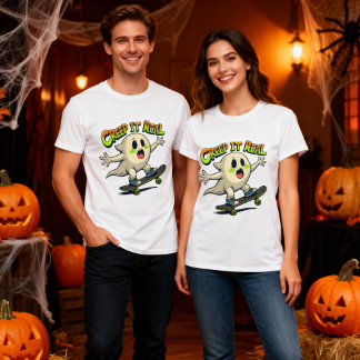 クリープit面白実在いハロウィン幽霊スケートボード tシャツ