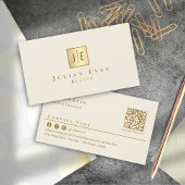 クリーミエレガントフェミニンー金ゴールドグリッターモノグラム 名刺