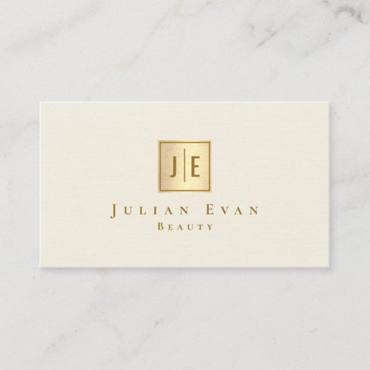 クリーミエレガントフェミニンー金ゴールドグリッターモノグラム 名刺 (正面)