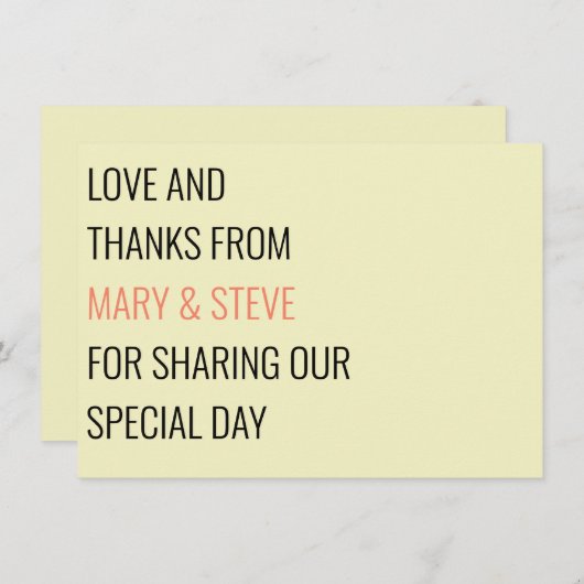 クリーミニマルムシンプル・ビッグはっきりしたアンド結婚ズ サンキューカード (正面/裏面)