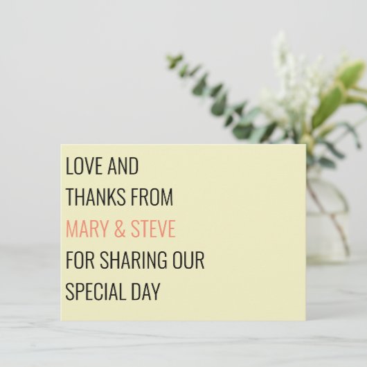 クリーミニマルムシンプル・ビッグはっきりしたアンド結婚ズ サンキューカード (スタンド正面)