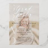 クリーミニマルムフォトグラードパーティー書モダン道 箔招待状 (正面)
