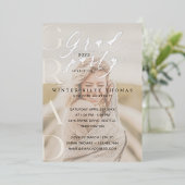 クリーミニマルムフォトグラードパーティー書モダン道 箔招待状 (立ち正面)