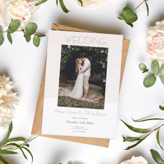 クリーミニマルムフォト結婚式招待状 招待状