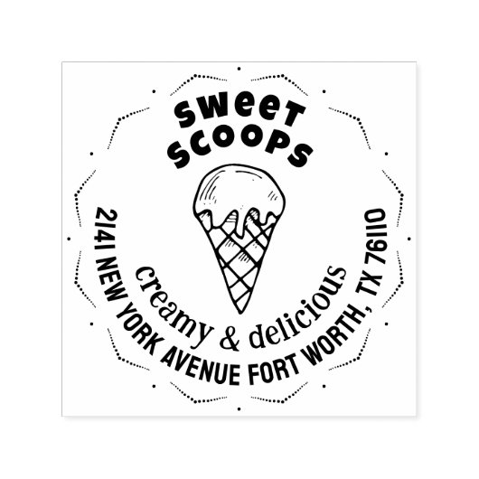 クリーミーでおいしいパーソナライズされたアイスクリームショップ セルフインキングスタンプ (デザイン)