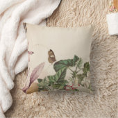 クリーミーなアイボリーボタニカルキャットズクローバタフライ クッション (ブランケット)