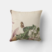 クリーミーなアイボリーボタニカルキャットズクローバタフライ クッション (裏面)