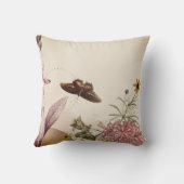 クリーミーなアイボリー自然シーンキャットズクローバタフライ クッション (裏面)