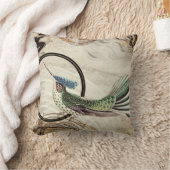 クリーミーなアイボリー芸術的抽象芸術ハミングバードデザイン クッション (ブランケット)