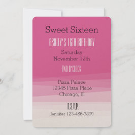 クリーミーなグラデーションピンクの水の色Sweet sixteen 招待状