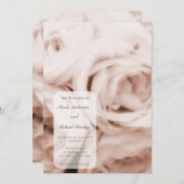 クリーミーなソフト赤面ピンクローズエレガントな結婚式 招待状 (正面/裏面)