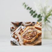 クリーミーなチョコレートヘーゼルナッツスプレアでトーストしたパン シーズンポストカード (スタンド正面)