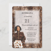 クリーミーなブラウン チョコレート ブラウン ブラック 女性 誕生日 招待状 (正面)