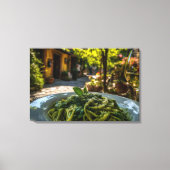 クリーミーなホウレンチソースのスパゲッティ キャンバスプリント (正面)