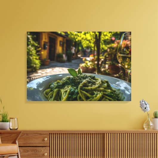 クリーミーなホウレンチソースのスパゲッティ キャンバスプリント (インサイチュ (リビング))