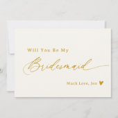 クリーミーなホワイト金ゴールドスクリプトBridesmaid提案カード 招待状 (正面)