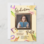クリーミーな卒業ファンシーパーティーのパーソナライズ 招待状 (正面)
