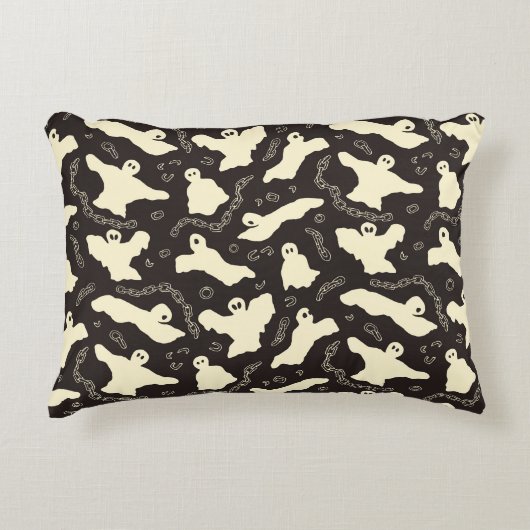 クリーミーな幽霊 – ハロウィーンパターン。 アクセントクッション (正面)