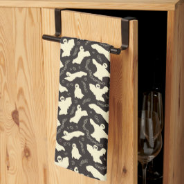 クリーミーな幽霊 – ハロウィーンパターン。 キッチンタオル