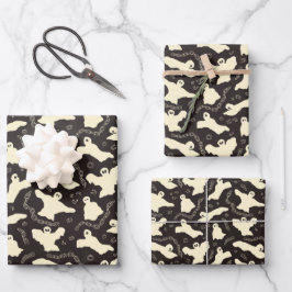 クリーミーな幽霊 – ハロウィーンパターン。 ラッピングペーパーシート