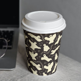 クリーミーな幽霊 – ハロウィーンパターン。 紙コップ