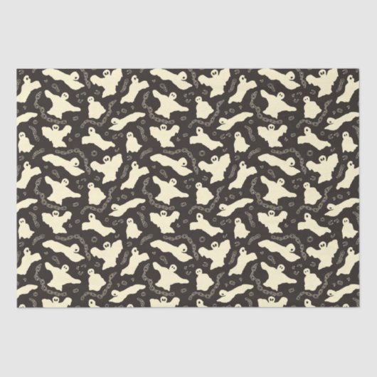 クリーミーな幽霊 – ハロウィーンパターン。 薄葉紙 (正面)