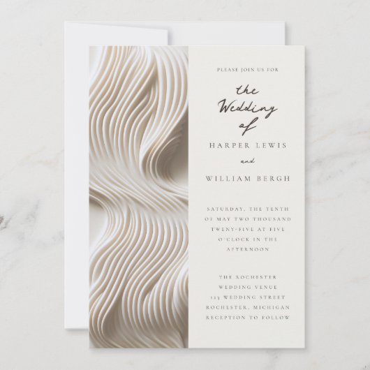 クリーミーな流れるアイボリー結婚ズ 招待状 (正面)
