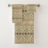 クリーミーな灰色の茶色パターン（の模様が）ある バスタオルセット (インサイチュ)