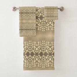 クリーミーな灰色の茶色パターン（の模様が）ある バスタオルセット