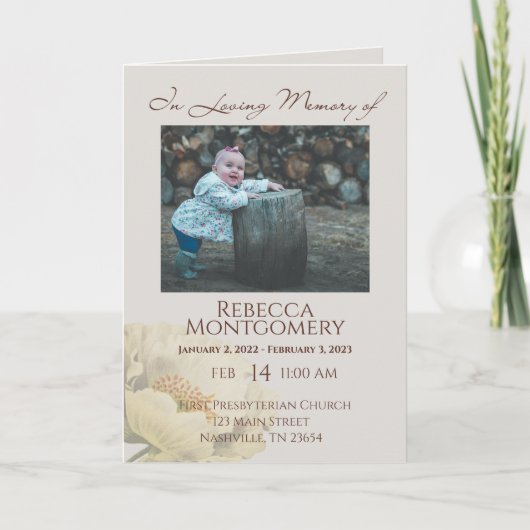 クリーミーな白花模様折葬式プログラム プログラム (正面)