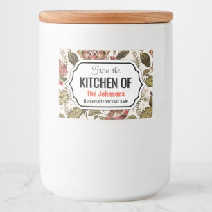 クリーミーな背景の素朴なヴィンテージのペイズリーの花 フードラベル