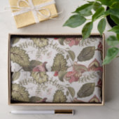 クリーミーな背景の素朴なヴィンテージのペイズリーの花 薄葉紙 (ギフト)