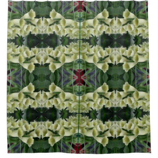 クリーミーな花袋の花の抽象芸術 シャワーカーテン (正面)